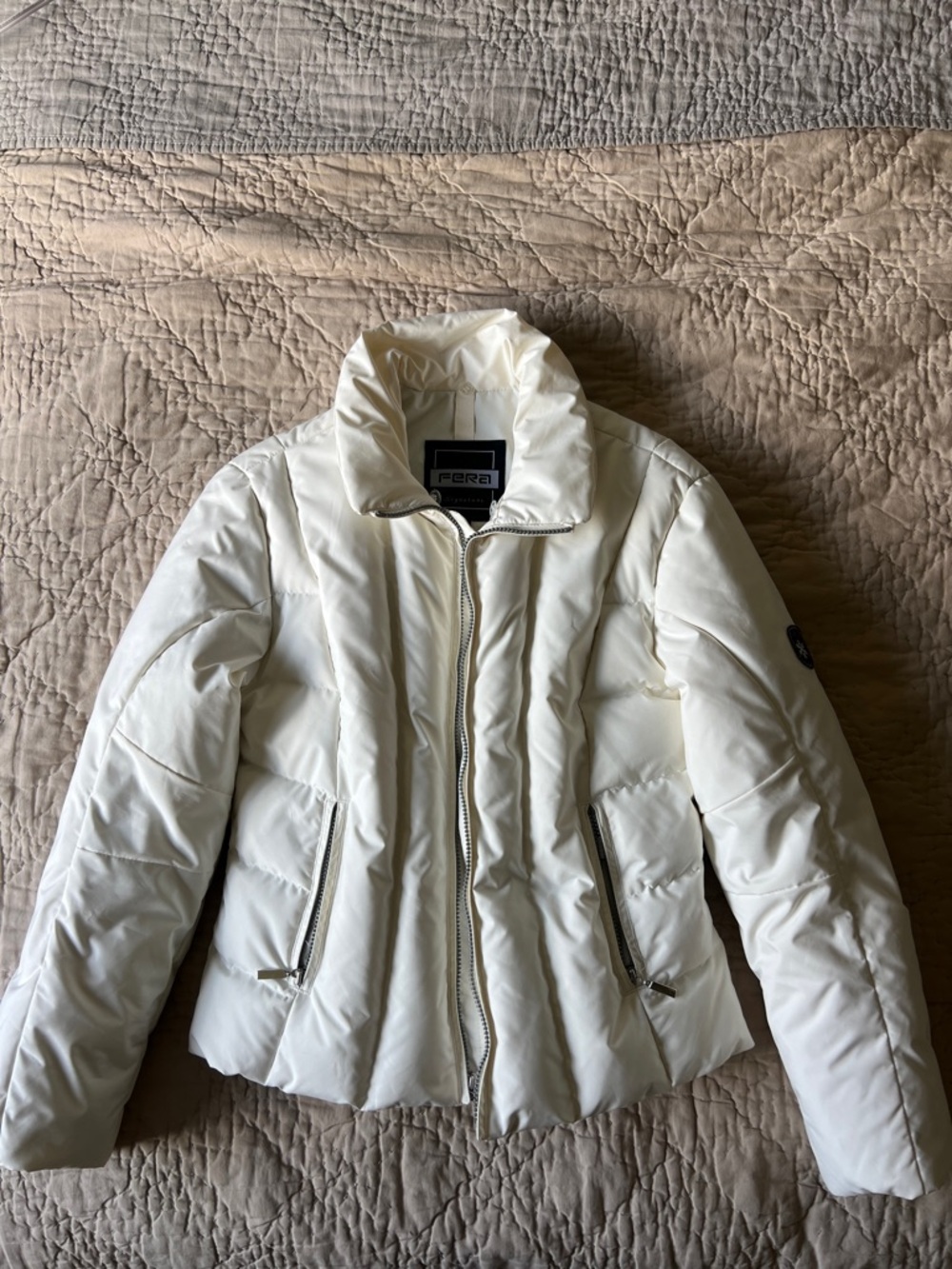 Fera Cream Quilted Puffer Jacket for Women